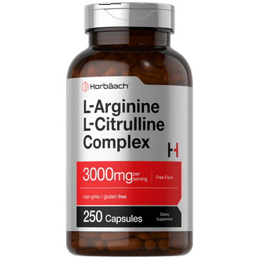 L-Arginine L-Citrulline Complex | 3000mg | 250 Capsules | by Horbaach