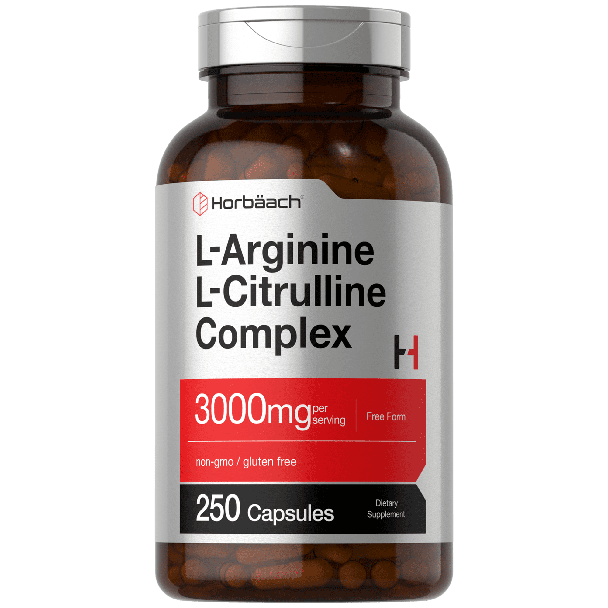 L-Arginine L-Citrulline Complex | 3000mg | 250 Capsules | by Horbaach