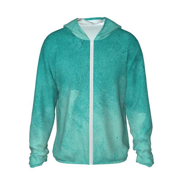 Balery Teal Turquoise1 Sudadera ligera de manga larga con capucha y protección solar UPF 50+ para hombre y mujer, ideal para pesca y running-3X-Large