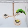 thumbnail image 1 of Percha para pájaros con 3 tazas de plato de alimentación de pájaros de acero inoxidable, jaula para loros, rama superior, comedero para pájaros de pie, cuencos de agua para comida de loros, 1 of 4