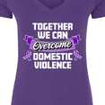 thumbnail image 4 of Inktastic Together We Can Overcome Domestic Violence with White Text Women's V-Neck T-Shirt, 4 of 5