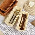 thumbnail image 4 of Cesta Tejida de Mimbre, Cesta de Almacenamiento de Cubiertos, Soporte para Palillos, Cucharas, Tenedor, Caja de Almacenamiento, Contenedor, Organizador de Vajilla A, 4 of 5