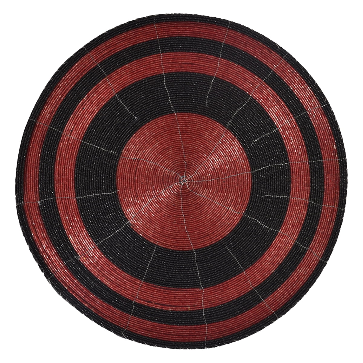 Beaded Placemats Set of 16 for Dining Table, Table Placemats, 14 Inches Round - Black Red