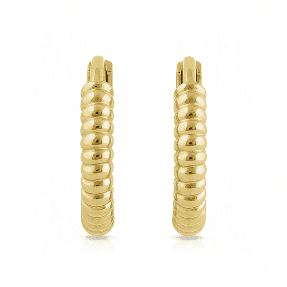 Vinali 14K Solid Yellow Gold Rope Huggie Hoop Earrings for Women 0.53in