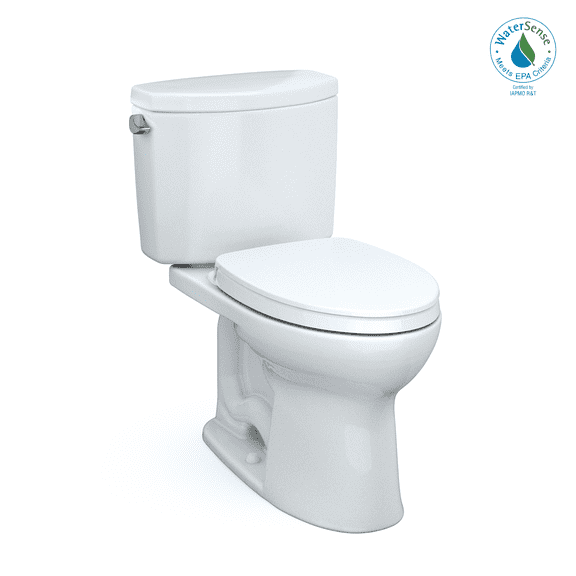 TOTO® Drake® II Two-Piece Elongated 1.28 GPF Universal Height Toilet with CEFIONTECT and SS124 SoftClose Seat, WASHLET  Ready, Cotton White - MS454124CEFG#01