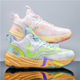 thumbnail image 2 of Bolognifi Men's Basketball Shoes Breathable Colorful Volleyball Sneakers with Mesh Upper Non Slip Rubber Indoor Shoe - PINK2_4, 2 of 7