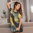 thumbnail image 3 of Fotbe Sunshine Jungle Dinosaur Pattern Women's Cotton Nightgown Sleepwear Short Sleeves Shirt Casual Print Sleepdress, 3 of 6