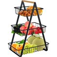 thumbnail image 1 of IOWHDS Frutero 3 niveles, Fruteros de cocina modernos con Asas, Soporte de frutas gran capacidad Retirable, Mantenga frutas y verduras frescas, Frutero Negro, F&aacute;cil de limpiar, 1 of 9