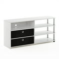 thumbnail image 2 of Furinno JAYA Simple Design TV Stand for up to 55-Inch with Bins, White Oak, Stainless Steel Tubes, 2 of 6