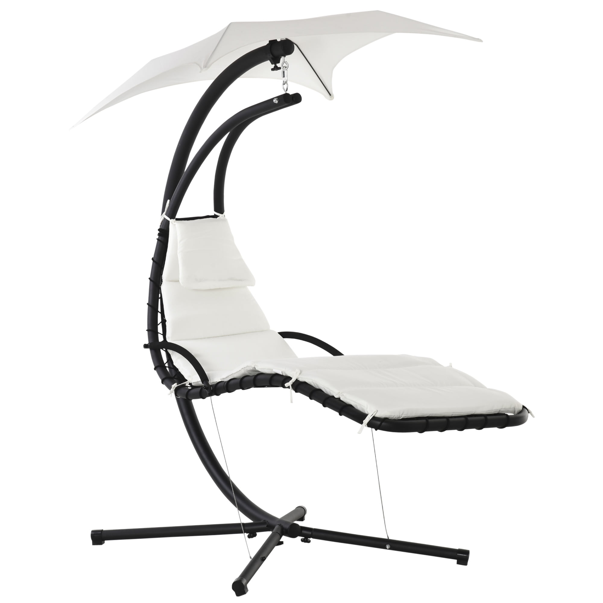 Outsunny Chaise Hamac Extérieure avec Support, Chaise Longue Flottante avec  Coussin Rembourré Doux, Siège Inclinable Suspendu avec Parasol, Blanc Crème  - Walmart.ca