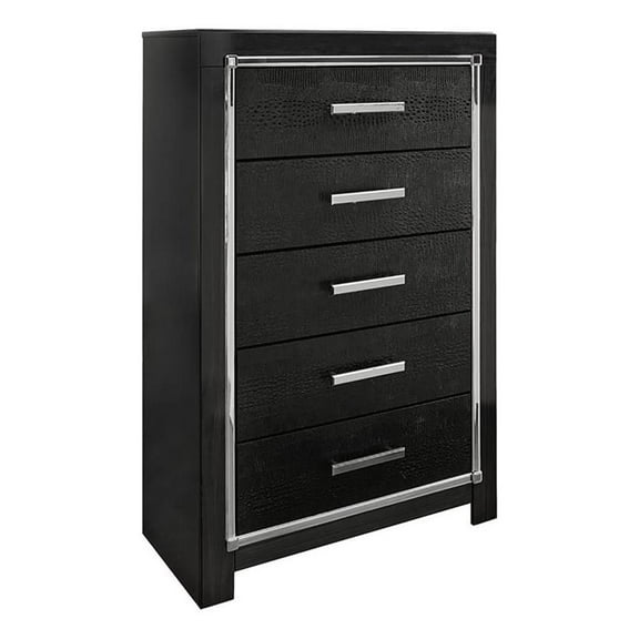 Bowery Hill Contemporary 5-Drawer Engineered Wood Chest in Dark Gray