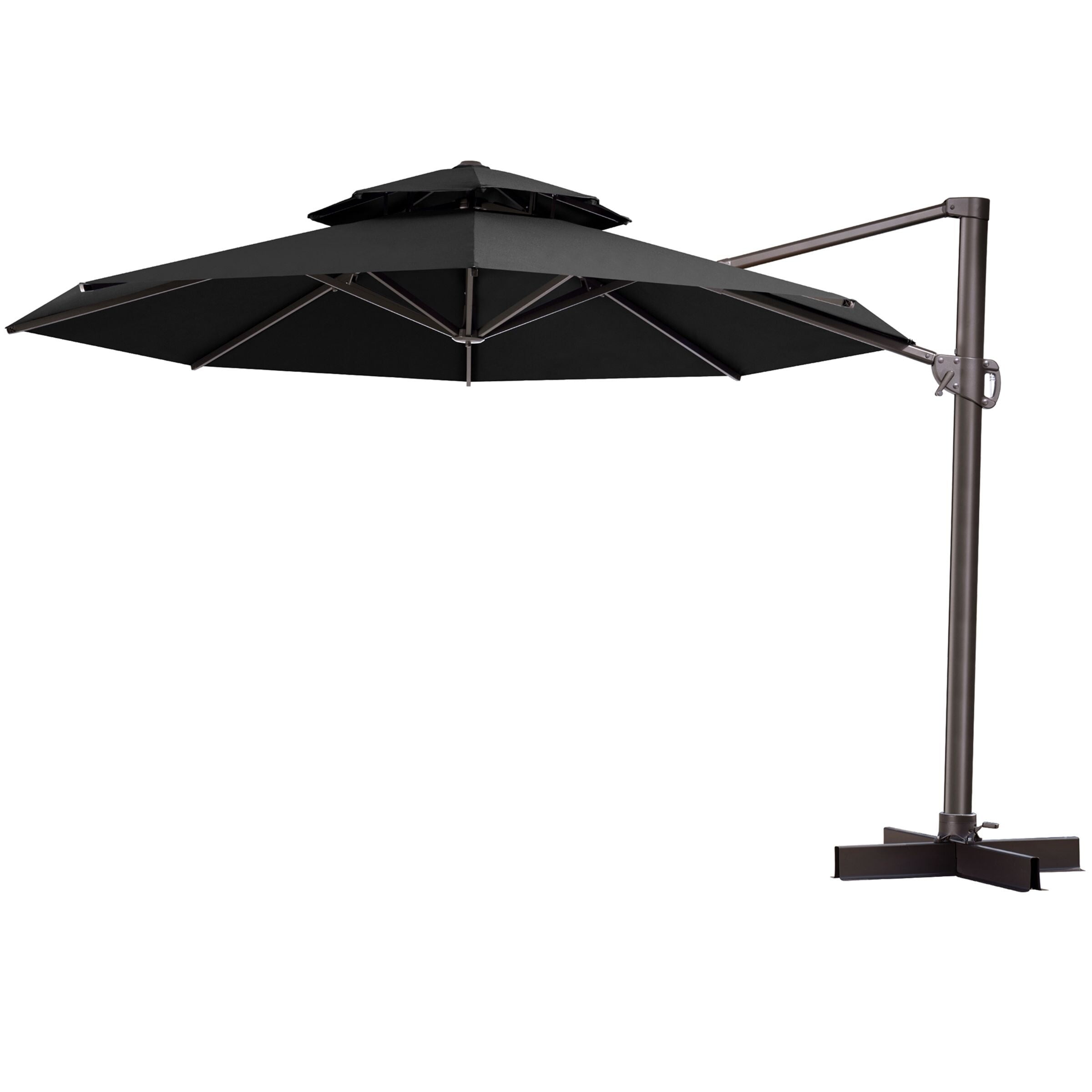 Crestlive Products 12ft Round Double Top Cantilever Patio Umbrella with