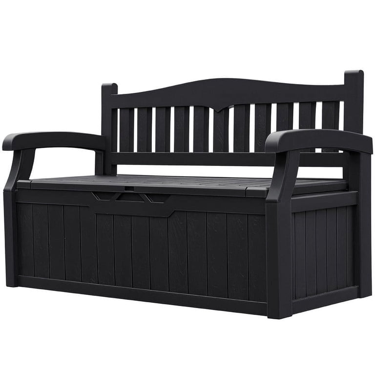 Homall 80 Gallon Plastic Storage Bench, Black photo 1