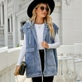 thumbnail image 6 of Fjuchai Womens Denim Vest Jacket Summer Sleeveless Detachable Hooded Denim Waistcoat XS-XL, 6 of 10