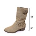 thumbnail image 5 of Shrysg Women's Mid Calf Vintage Double Buckle Comfortable Slouchy Boots Pointed Toe Chunky Heel Slip-On Boots for Fall Winter Daily Wear Party Office Khaki, 5 of 9