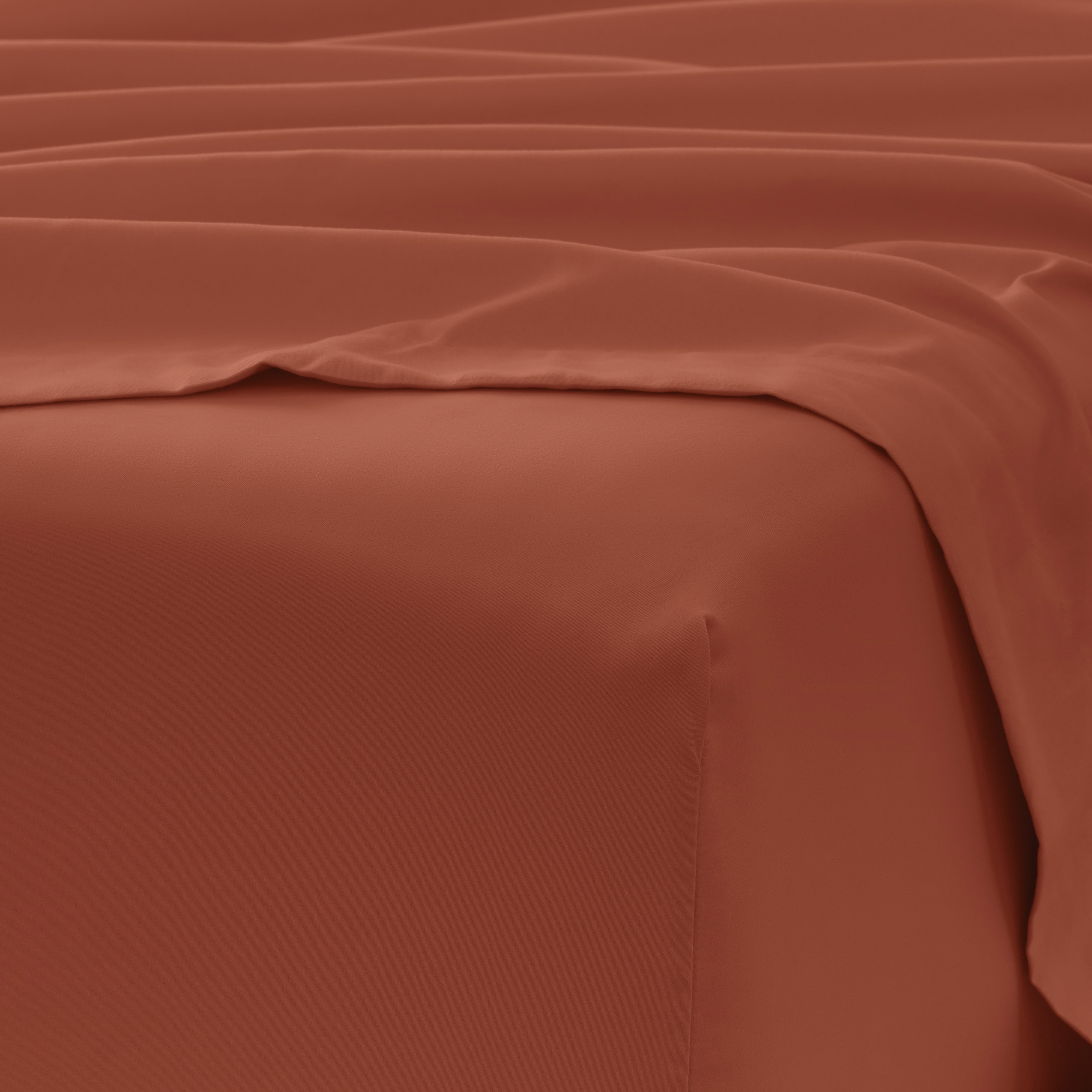 Twin, Clay Solid Microfiber 6 Piece Bed Sheet Set, by Noble Linens