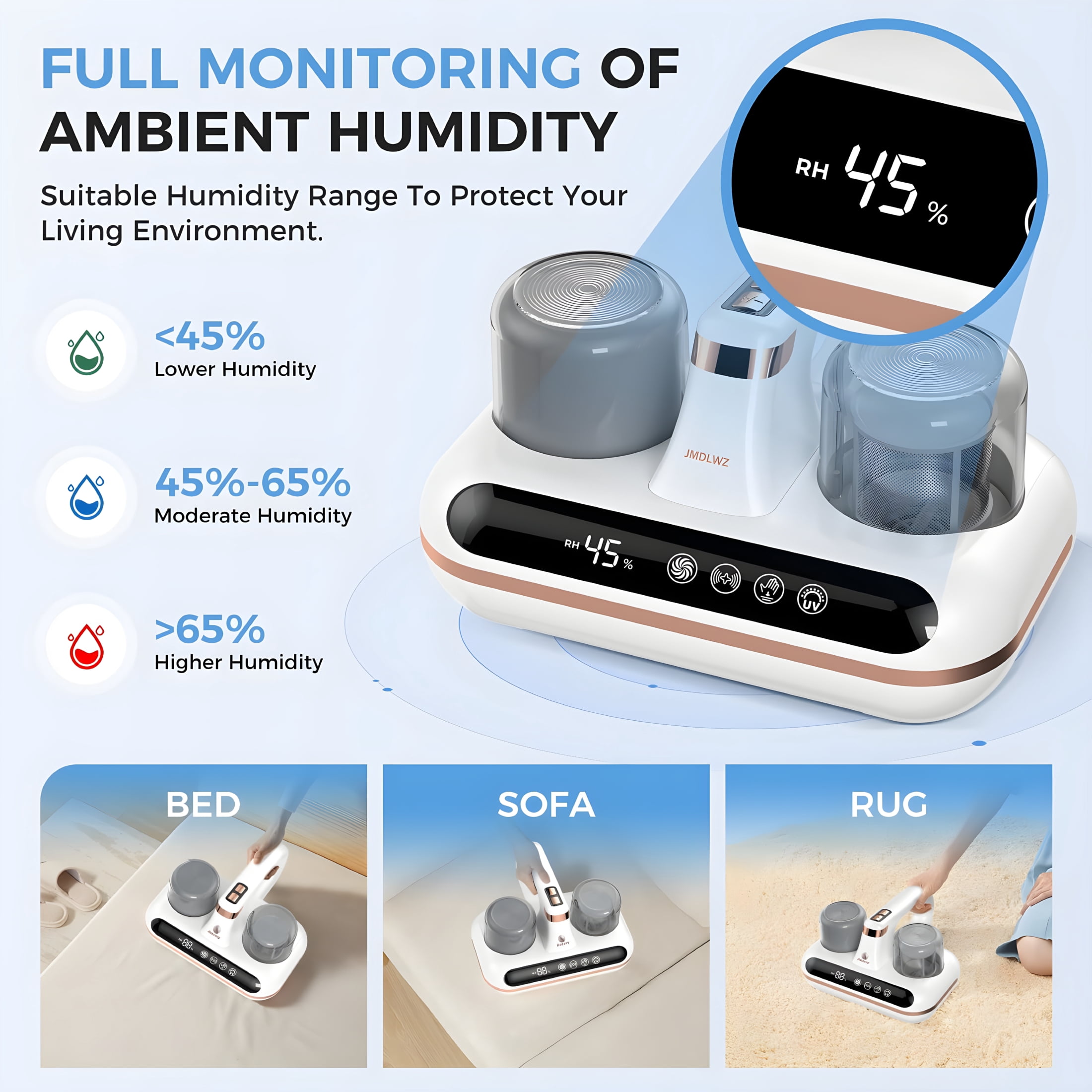 CURYMAY 2026 New Mattress Vacuum Cleaner - 5-In-1 Cordless Bed Vacuum Cleaner,Powered By Uv-C Light & Ultrasonic Technology,16Kpa Strong Suction,Low Noise,Suitable for Dust,Pet Hair,Etc.