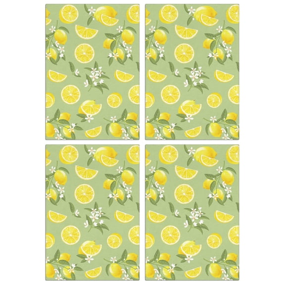 4 Pack Lemon Dish Towels for Kitchen – 18x26 Fruit Tea Towels, Soft Absorbent Hand Towels for Drying and Farmhouse Style Decor