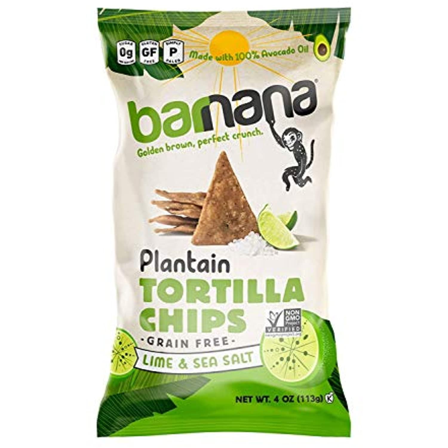 Barnana Grain Free Plantain Tortilla Chips, Golden Brown, Made With 100