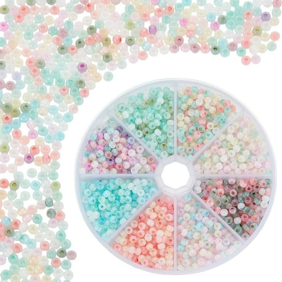 80g 4mm Glass Seed Beads 8 Colors 6/0 Friendship Bracelet Beads Waist Beads Colorful Pastel Beads Pony Beads
