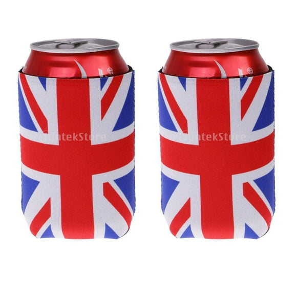 1 par UK Flag Beer Holder Wrap Chilling Cooler Wedding Baby Shower Favor - Multi, 13 x 10 cm Yotijar enfriador de latas de cerveza
