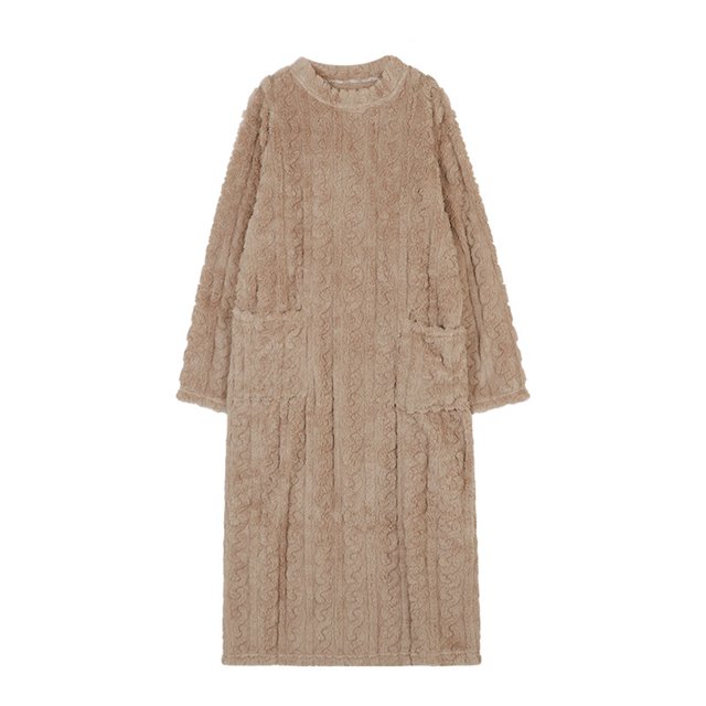 Qarigey Manténgase cómodo y a la moda, albornoz gigante para mujer, ropa de dormir cálida de invierno, pijamas para mujer, camisón Pijama caqui XXL(140CM)