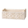 thumbnail image 3 of Ccwuwei Macrame Storage Basket, Handmade Toilet Paper Basket, Boho Woven Decor, Small Countertop Organizer with Handles for Shelf, Living Room, Bedroom, Home,Office - White, 3 of 8