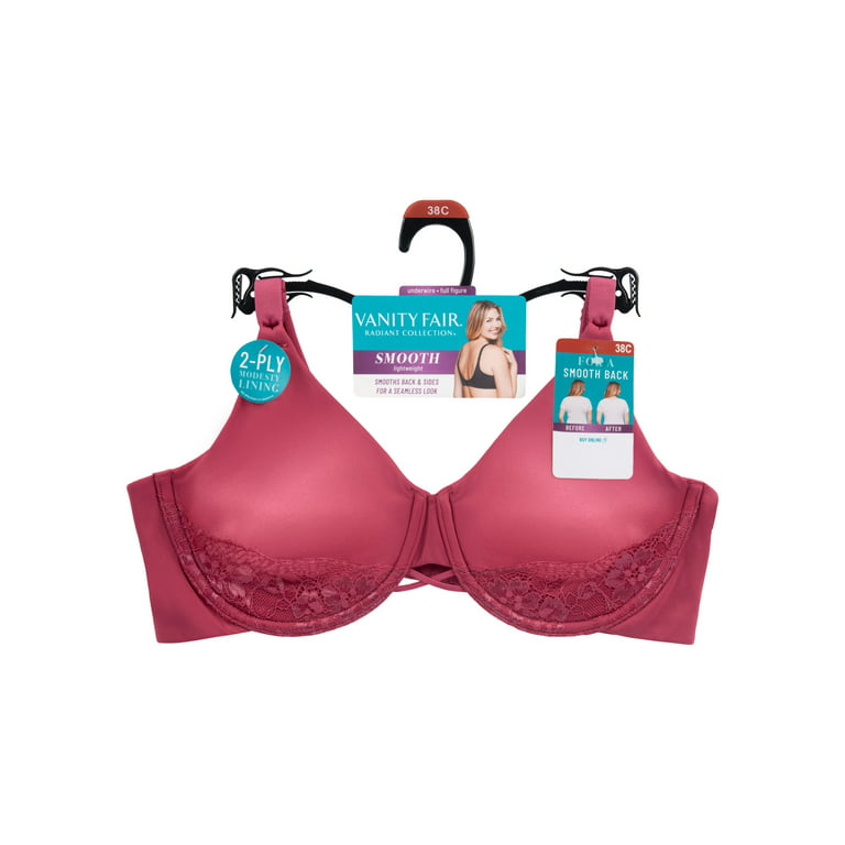 Vanity Fair 38DD Radiant Underwire Back Smoothing Bra Bright Pink Lined  75312 Size undefined - $19 - From Jeannie
