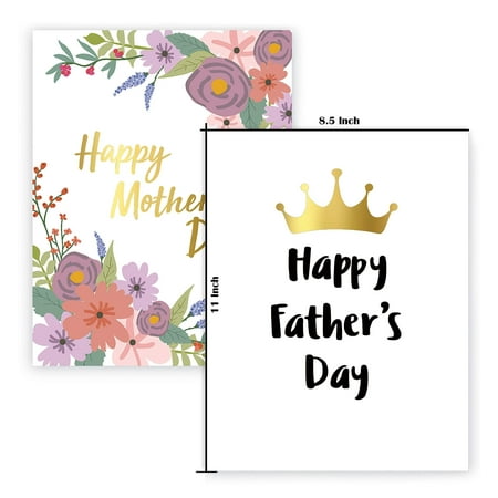 Jumbo Happy Mothers & Fathers Day Greeting Cards Pack, Mothers Day Flowers 2019, Happy Mothers Day Cards Bulk for Mom, Grandma, Sister, Soon to be Mother - Envelopes Included - 8.5 x 11 Inches