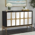 thumbnail image 3 of DecMode 48" x 32" Black Wooden 3 Door Cabinet with Mirrored Front, 1-Piece, 3 of 14