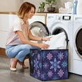 thumbnail image 7 of Home Organizer Foldable Fabric Storage Bin With Handle Blue Purple Snowflake, 7 of 7