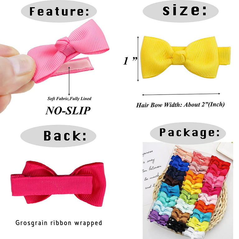 50PCS/25 Pairs Baby Hair Clips 3 Inch Grosgrain Ribbon Hair Bow Alligator  Hair Clips Hair Accessories for Infants Toddlers Kids Children Multicoloured
