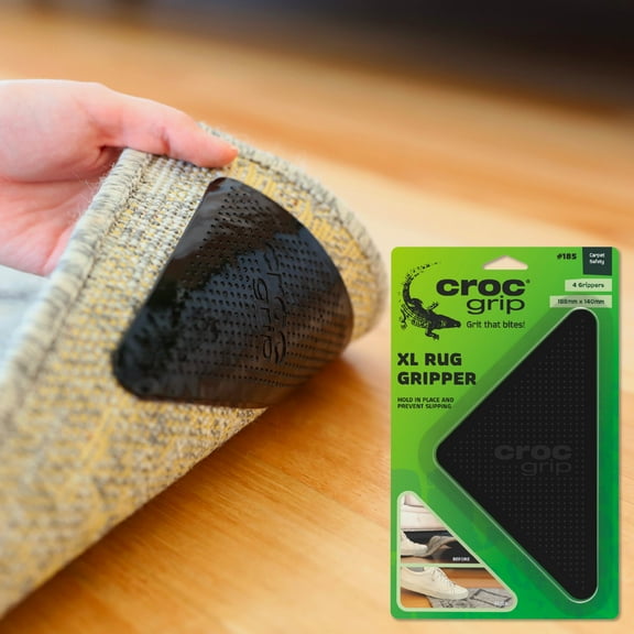 Croc Grip Extra Large Reusable Adhesive Rug Grippers - 4 Pack, Suitable for Rugs, Mats & Hallway Runners