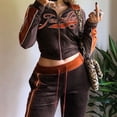 thumbnail image 1 of FOCUSNORM 2Pcs Women Juniors Casual Tracksuit, Solid Color/Gradual Color Hooded Crop Tops + Pants, 1 of 2