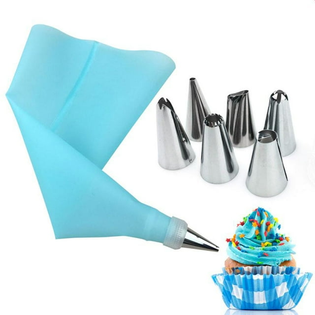 Oubit Ensemble de Sachets de Crème Pâtissière pour Glaçage et Douilletage, 8 Pcs Sacs de Douilletage en Silicone Buse de Douilletage pour Gâteau Kit de Buse de Sacs de Douilletage Performance de Premier Ordre
