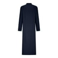 thumbnail image 5 of IROINNID Maxi Dress for Women Oversized Stand-up Collar Ladies Button Shirt Dress Full Length Dress,Navy, 5 of 6