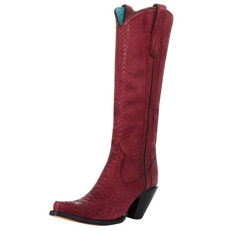 

Corral Boots Womens A4194 Women`s Corral Python 15` Top Boot 9 B Red