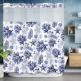 thumbnail image 6 of No Hook Shower Curtains with Snap-in Liner Set, Navy Blue Coastal Waterproof Hotel Style Bathroom Shower Curtain, Coral Starfish Seaside Summer Beach Breathable Mesh Top Bath Curtains 66''x72'', 6 of 9
