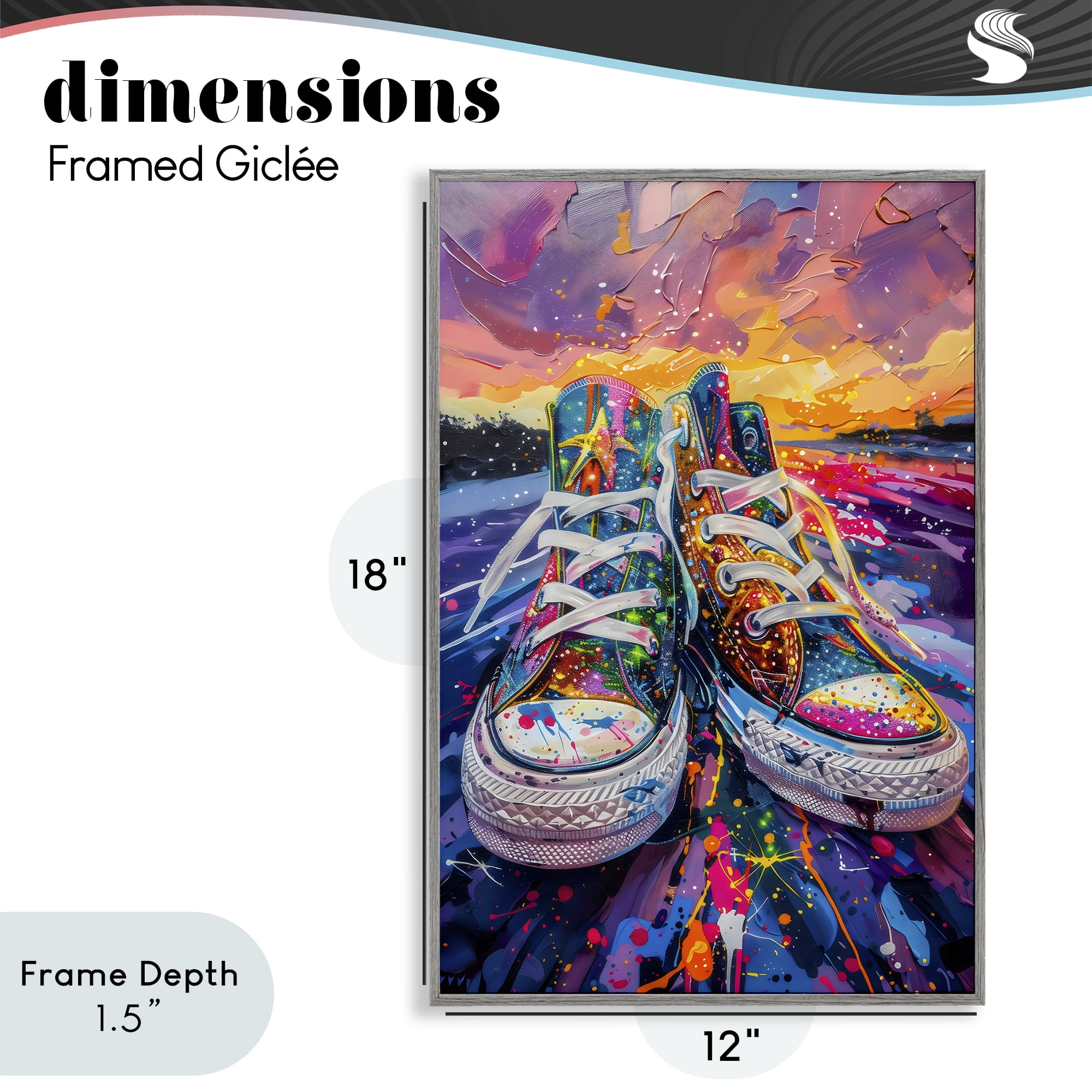 Stupell Industries Vibrant Sneakers at Sunset Gray Framed Giclee Art, design by Creative Studio