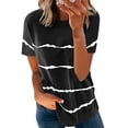 thumbnail image 2 of Women Short Sleeve T Shirt, Stripes Pattern Breathable Round Neck Summer Short Sleeve T Shirt Skin Friendly For Shopping ANGGREK Otros, 2 of 5