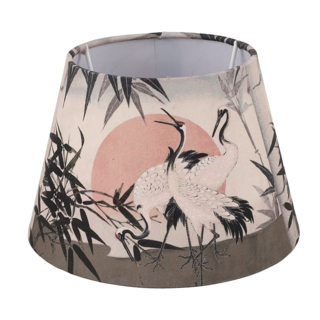 Pantalla de lámpara de estilo chino de tela E27 E14 Pantalla de lámpara de tambor decorativa de grulla coronada roja para lámpara de pie de mesa Lámpara colgante