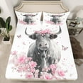 thumbnail image 2 of Castle Fairy Highland Cow 4-Piece Full Size Sheets,Floral Butterfly Bed Sheets,Pink Grey Lightweight Sheet Sets,Super Cozy Flower Room Decor, 2 of 7
