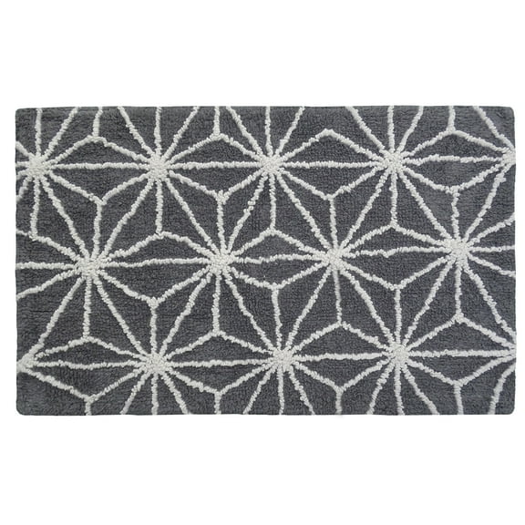 Tints & Tones LLC Vibhsa Bath Rug Geometric Pattern in Grey & Ivory 20" x 32"