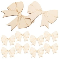 Topbathy 10Pcs Unfinished Wood Bowknot Crafts Natural Beige Wood for Decoration