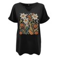 thumbnail image 3 of TSADFHJI Chemises pour Femmes Tendance 2024 Été T-Shirts pour Femmes Manches Courtes Chemises Imprimées Décontractées Boutonnées Col Rond Blouses de Travail Tops m Noir, 3 of 3