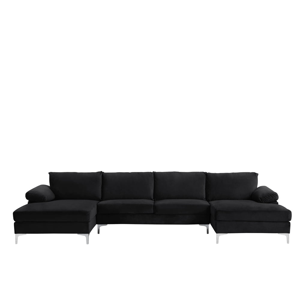 Mobilis Sectional Sofa, Black Velvet