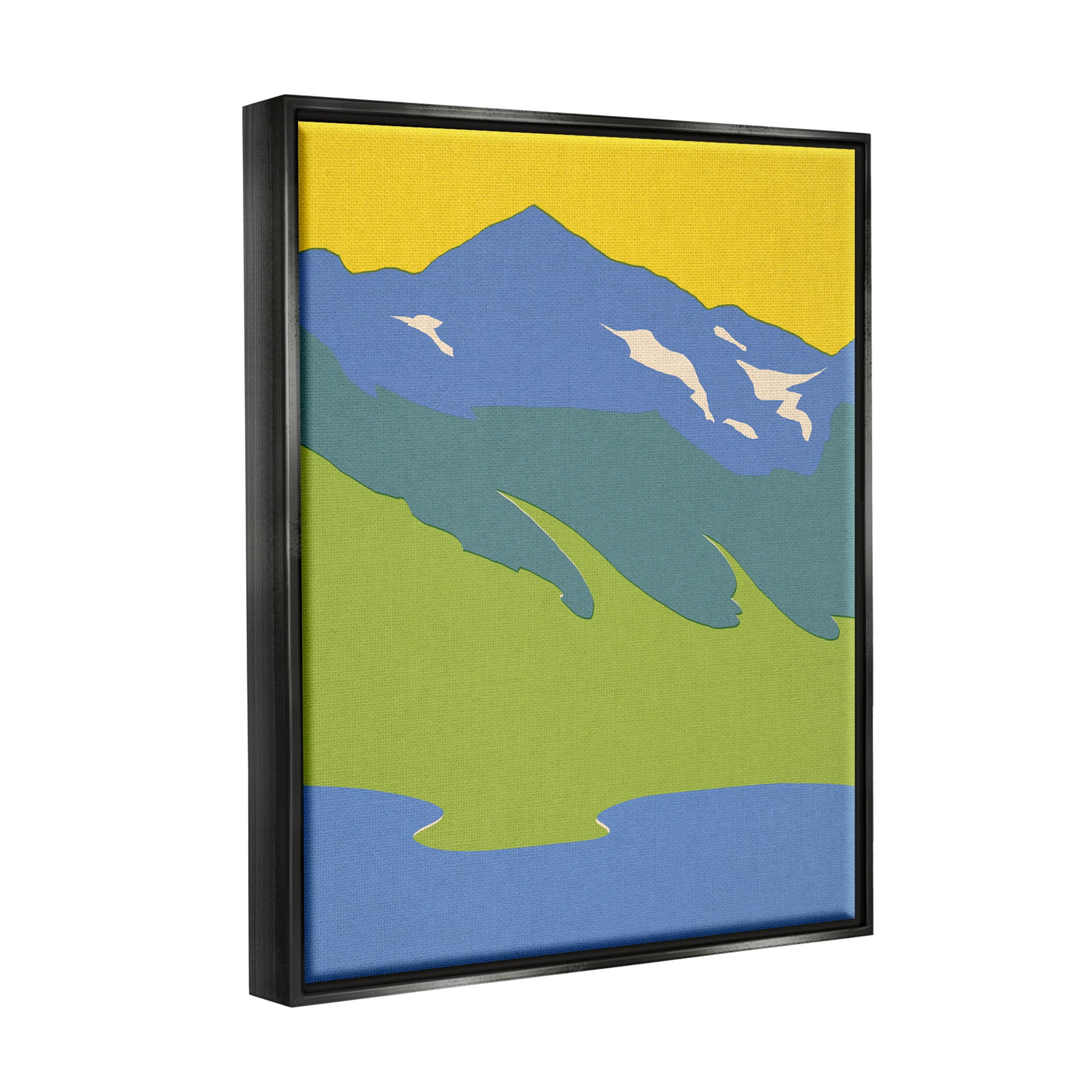 Stupell Industries Modern Mountain Sea Landscape Graphic Art Jet Black Floating Framed Canvas Print Wall Art, Design by Jacob Green