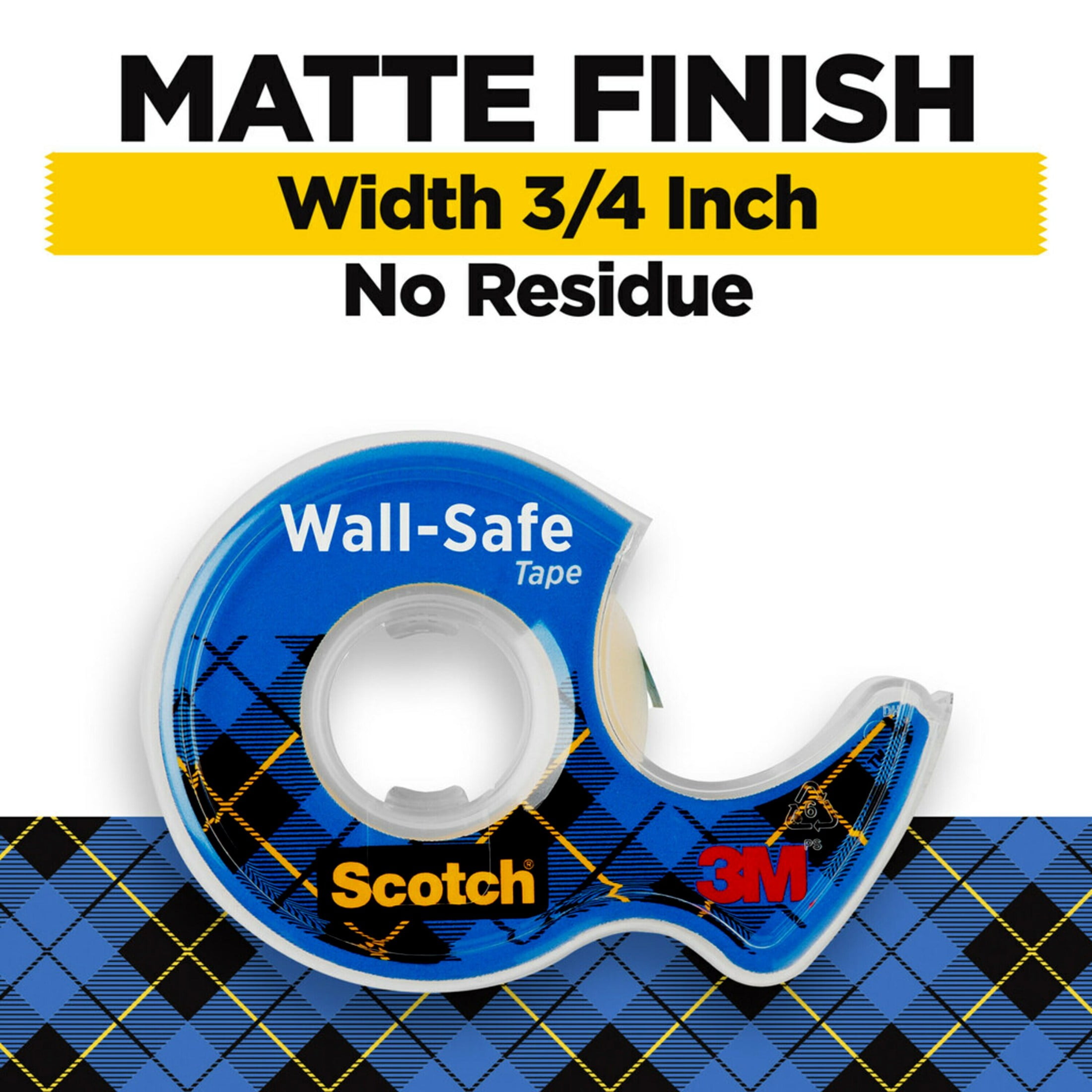 (3 pack) Scotch Wall-Safe Tape Dispenser, 3/4 in. x 650 in., 1 Dispenser