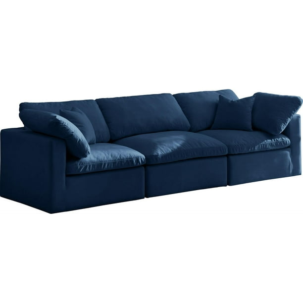 Plush NAVY Velvet Sofa 105 Cloud Modular Overstuffed Down ...