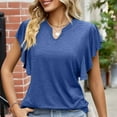 thumbnail image 6 of WIZUTIZ Womens Shirts Holiday Saving Cozy Style Holiday Beach Plus Tshirts Short Sleeve Cotton Soft Ladies Tops Plain V-Neck Plus Size Tshirt Cotton Blend Trendy Shirts Lightweight Solid Tee Blue L, 6 of 6
